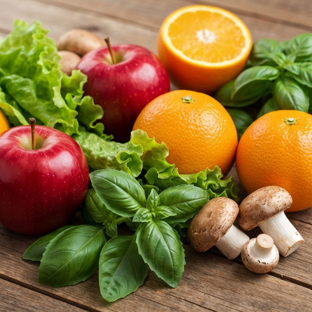 Colorful natural ingredients and nutrients